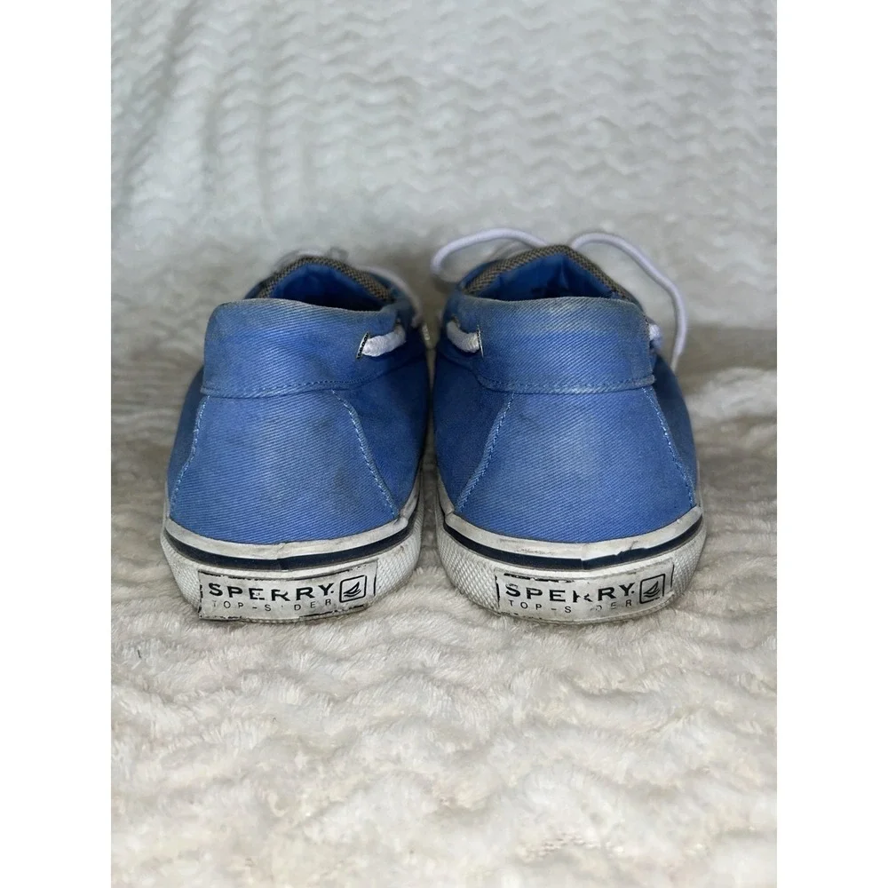 Sperry Top-Sider Boat Shoes Mens Size 12 Blue Canvas Lace Up Casual Non-Slip